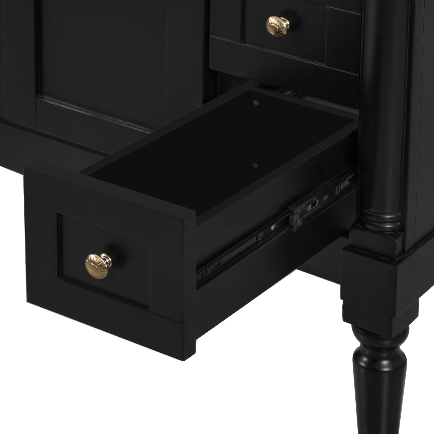 VanityFus Black 36-in Bathroom Vanity Single Sink Combo Ceramic Top 2 Soft-Close Doors 3 Drawers Adjustable Shelves