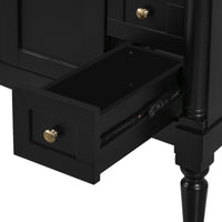 VanityFus Black 36-in Bathroom Vanity Single Sink Combo Ceramic Top 2 Soft-Close Doors 3 Drawers Adjustable Shelves
