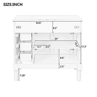 VanityFus Black 36-in Bathroom Vanity Single Sink Combo Ceramic Top 2 Soft-Close Doors 3 Drawers Adjustable Shelves