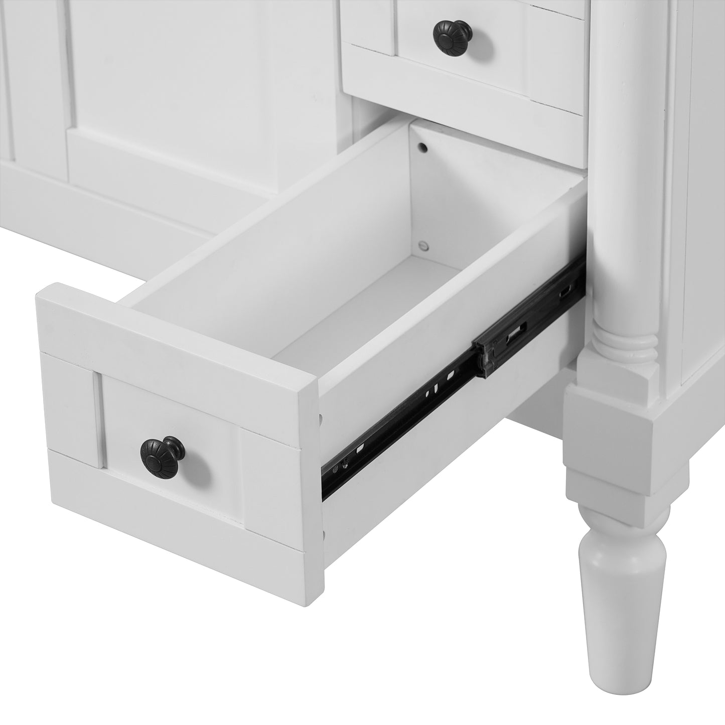 VanityFus White 36-in Bathroom Vanity Single Sink Combo Ceramic Top 2 Soft-Close Doors 3 Drawers Adjustable Shelves