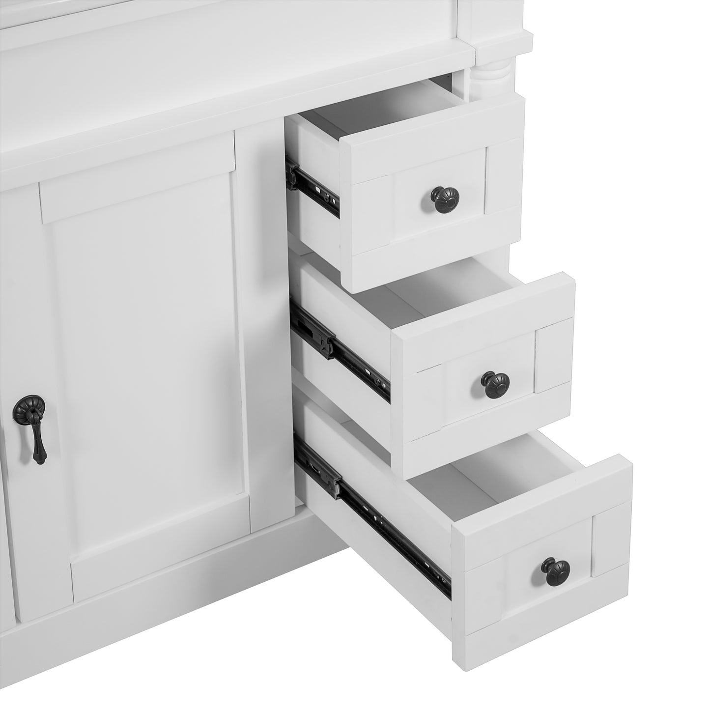 VanityFus White 36-in Bathroom Vanity Single Sink Combo Ceramic Top 2 Soft-Close Doors 3 Drawers Adjustable Shelves