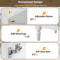 VanityFus White 36-in Bathroom Vanity Single Sink Combo Ceramic Top 2 Soft-Close Doors 3 Drawers Adjustable Shelves