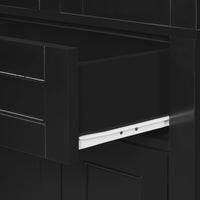 VanityFus Black 15.67-in x 23.96-in x 67.57-in Wood Freestanding Soft Close Linen Cabinet adjustable shelves 4 Soft close doors 1 drawers