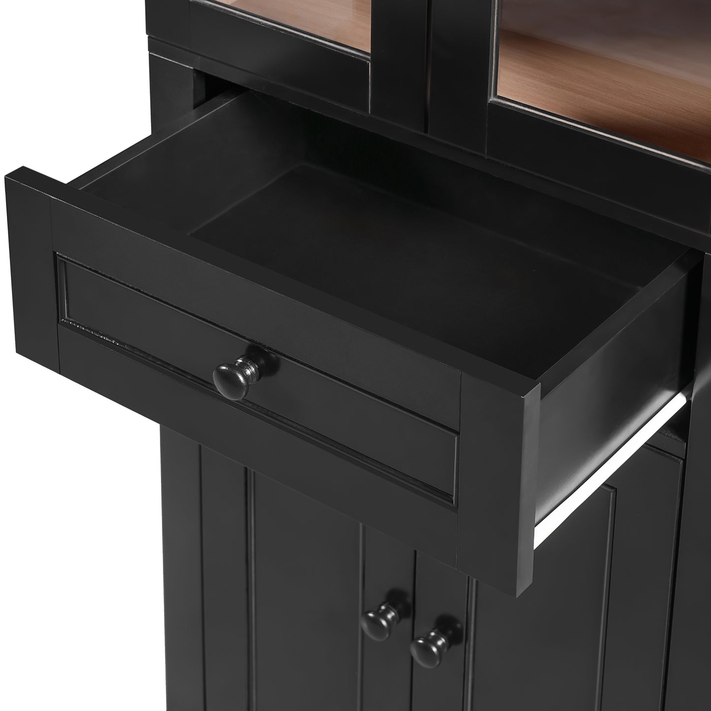 VanityFus Black 15.67-in x 23.96-in x 67.57-in Wood Freestanding Soft Close Linen Cabinet adjustable shelves 4 Soft close doors 1 drawers