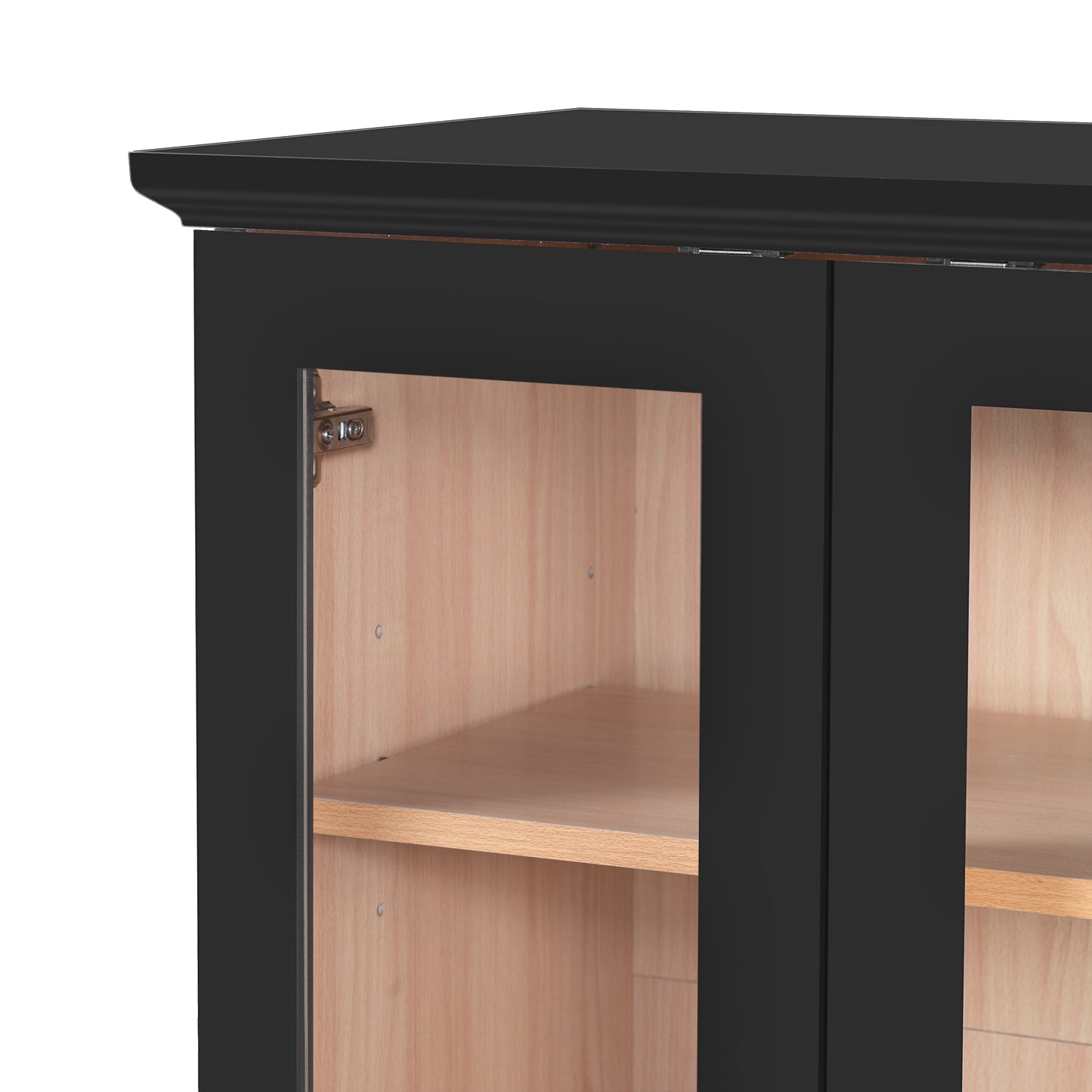 VanityFus Black 15.67-in x 23.96-in x 67.57-in Wood Freestanding Soft Close Linen Cabinet adjustable shelves 4 Soft close doors 1 drawers