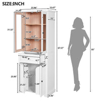 VanityFus White 15.67-in x 23.96-in x 67.57-in Wood Freestanding Soft Close Linen Cabinet adjustable shelves 4 Soft close doors 1 drawers
