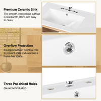 VanityFus 36-in Bathroom Vanity Single Sink Combo Wood Ceramic Top 2 Soft-Close Doors 4 Drawer Adjustable shelves