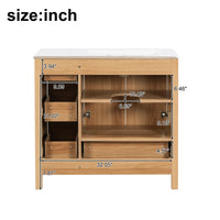 VanityFus 36-in Bathroom Vanity Single Sink Combo Wood Ceramic Top 2 Soft-Close Doors 4 Drawer Adjustable shelves