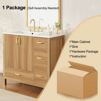 VanityFus 36-in Bathroom Vanity Single Sink Combo Wood Ceramic Top 2 Soft-Close Doors 4 Drawer Adjustable shelves