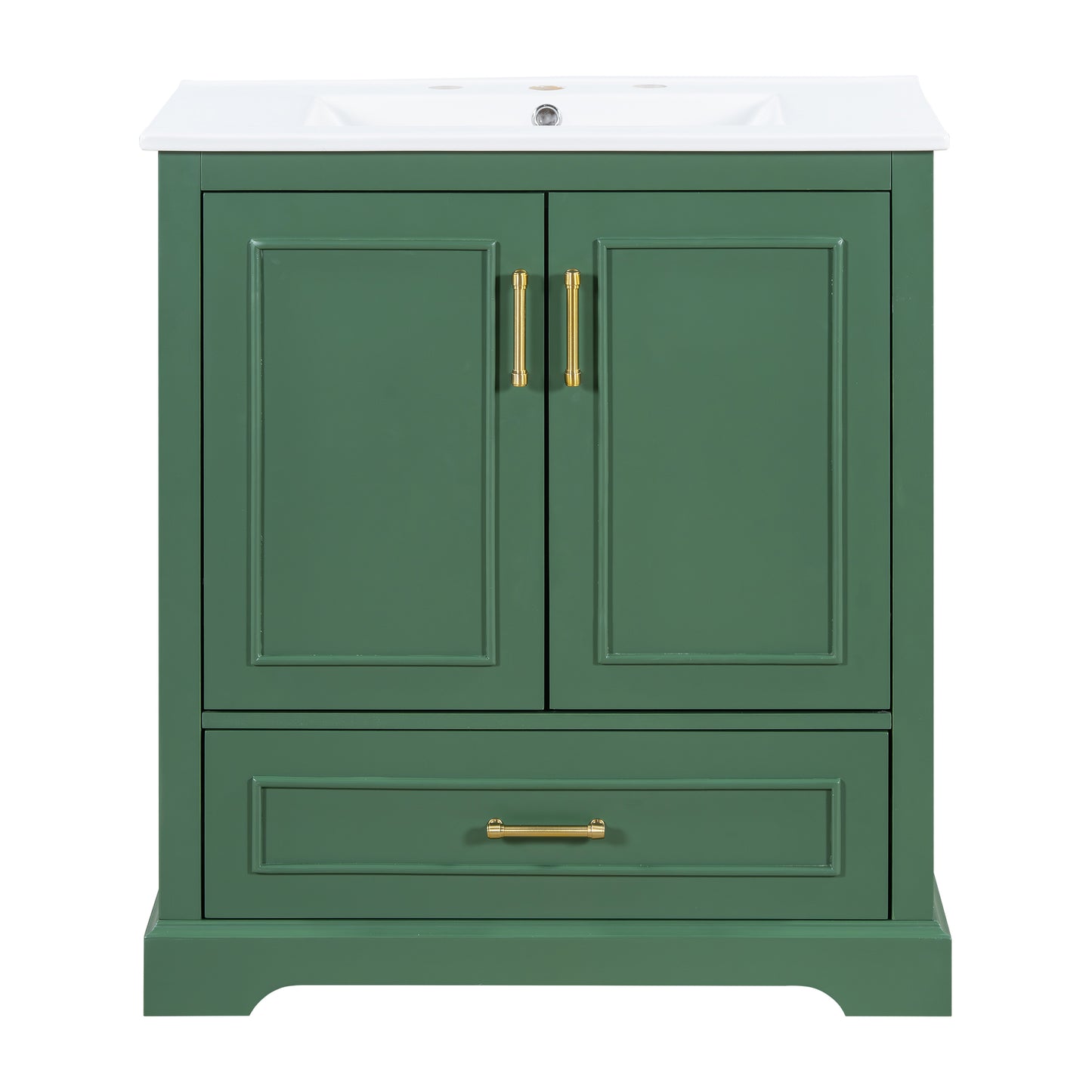 VanityFus 30-in Bathroom Vanity Green Single Sink Combo Ceramic Top 2 Soft-Close Doors 1 Drawer