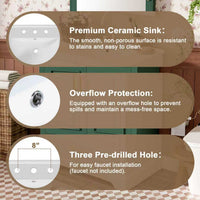 VanityFus 30-in Bathroom Vanity Green Single Sink Combo Ceramic Top 2 Soft-Close Doors 1 Drawer