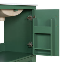 VanityFus 30-in Bathroom Vanity Green Single Sink Combo Ceramic Top 2 Soft-Close Doors 1 Drawer