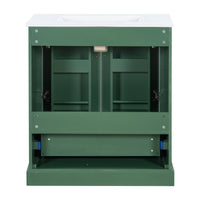 VanityFus 30-in Bathroom Vanity Green Single Sink Combo Ceramic Top 2 Soft-Close Doors 1 Drawer