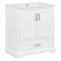 VanityFus 30-in Bathroom Vanity Single White Sink Combo Ceramic Top 2 Soft-Close Doors 1 Drawer