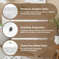 VanityFus 30-in Bathroom Vanity Single White Sink Combo Ceramic Top 2 Soft-Close Doors 1 Drawer