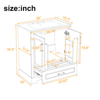 VanityFus 30-in Bathroom Vanity Single White Sink Combo Ceramic Top 2 Soft-Close Doors 1 Drawer