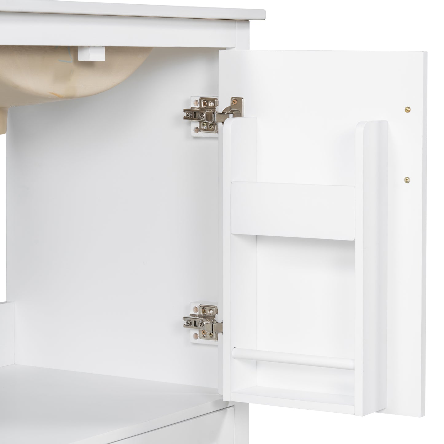 VanityFus 30-in Bathroom Vanity Single White Sink Combo Ceramic Top 2 Soft-Close Doors 1 Drawer