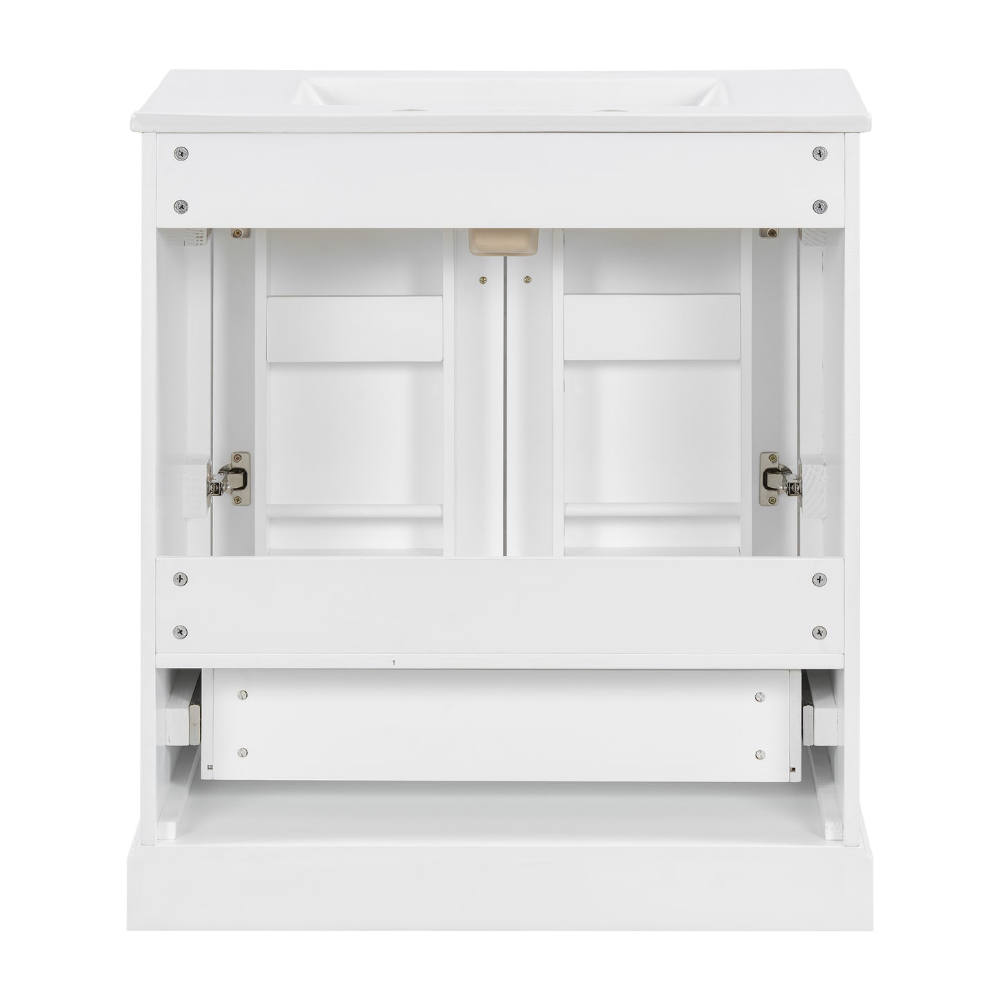 VanityFus 30-in Bathroom Vanity Single White Sink Combo Ceramic Top 2 Soft-Close Doors 1 Drawer