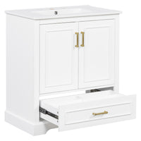 VanityFus 30-in Bathroom Vanity Single White Sink Combo Ceramic Top 2 Soft-Close Doors 1 Drawer