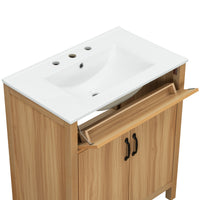 VanityFus 30-in Bathroom Vanity Single Sink Combo Wood Ceramic Top 2 Soft-Close Doors 1 Drawer