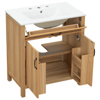 VanityFus 30-in Bathroom Vanity Single Sink Combo Wood Ceramic Top 2 Soft-Close Doors 1 Drawer