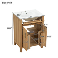 VanityFus 24-in Bathroom Vanity Single Sink Combo Wood Ceramic Top 2 Soft-Close Doors 1 Drawer