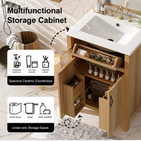 VanityFus 24-in Bathroom Vanity Single Sink Combo Wood Ceramic Top 2 Soft-Close Doors 1 Drawer