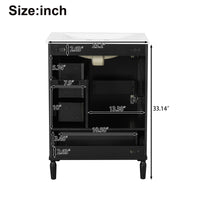 VanityFus Black 24-in Bathroom Vanity Single Sink Combo Ceramic Top 1 Soft-Close Doors 3 Drawers