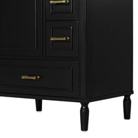 VanityFus Black 24-in Bathroom Vanity Single Sink Combo Ceramic Top 1 Soft-Close Doors 3 Drawers