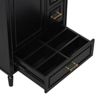 VanityFus Black 24-in Bathroom Vanity Single Sink Combo Ceramic Top 1 Soft-Close Doors 3 Drawers