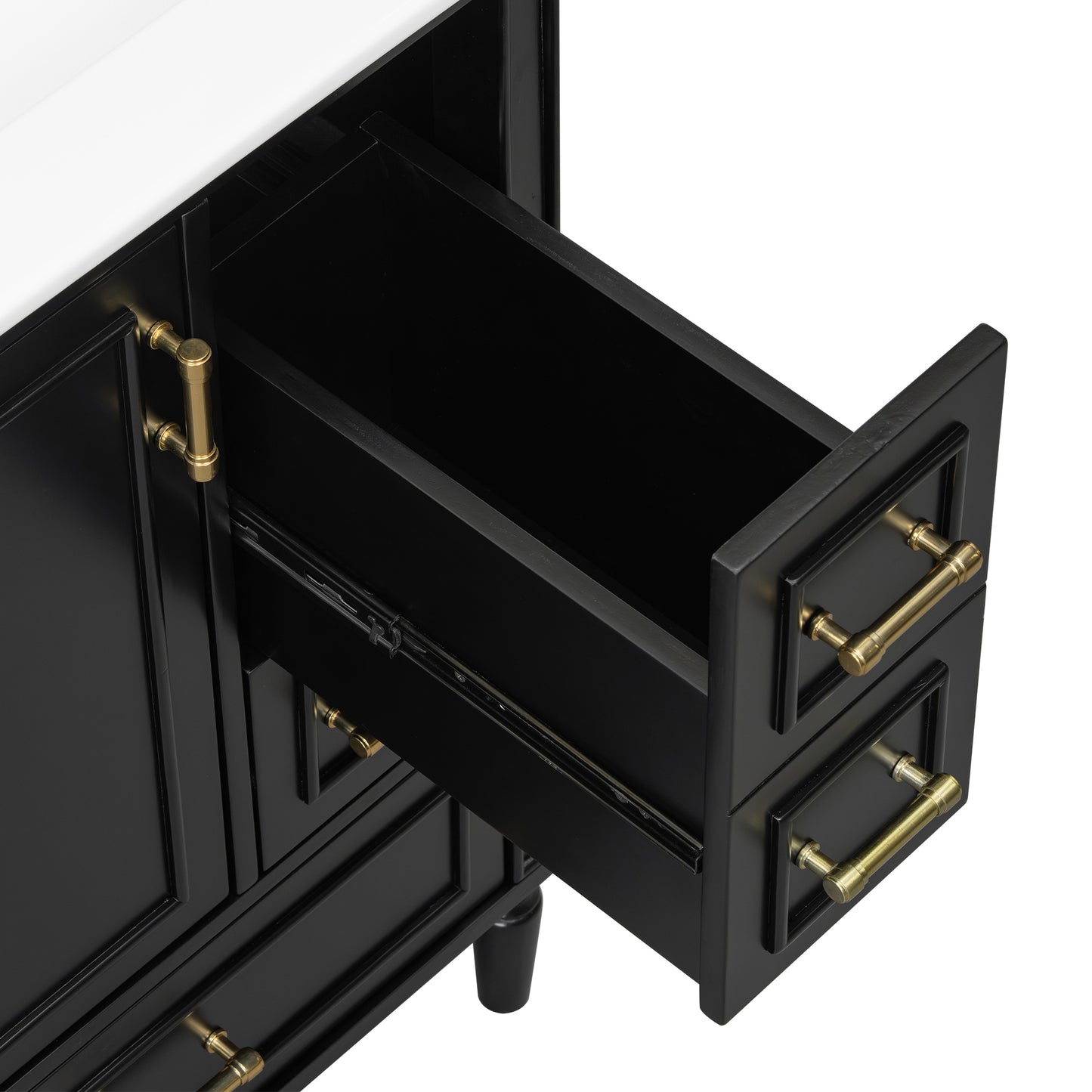 VanityFus Black 24-in Bathroom Vanity Single Sink Combo Ceramic Top 1 Soft-Close Doors 3 Drawers