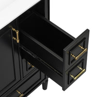 VanityFus Black 24-in Bathroom Vanity Single Sink Combo Ceramic Top 1 Soft-Close Doors 3 Drawers