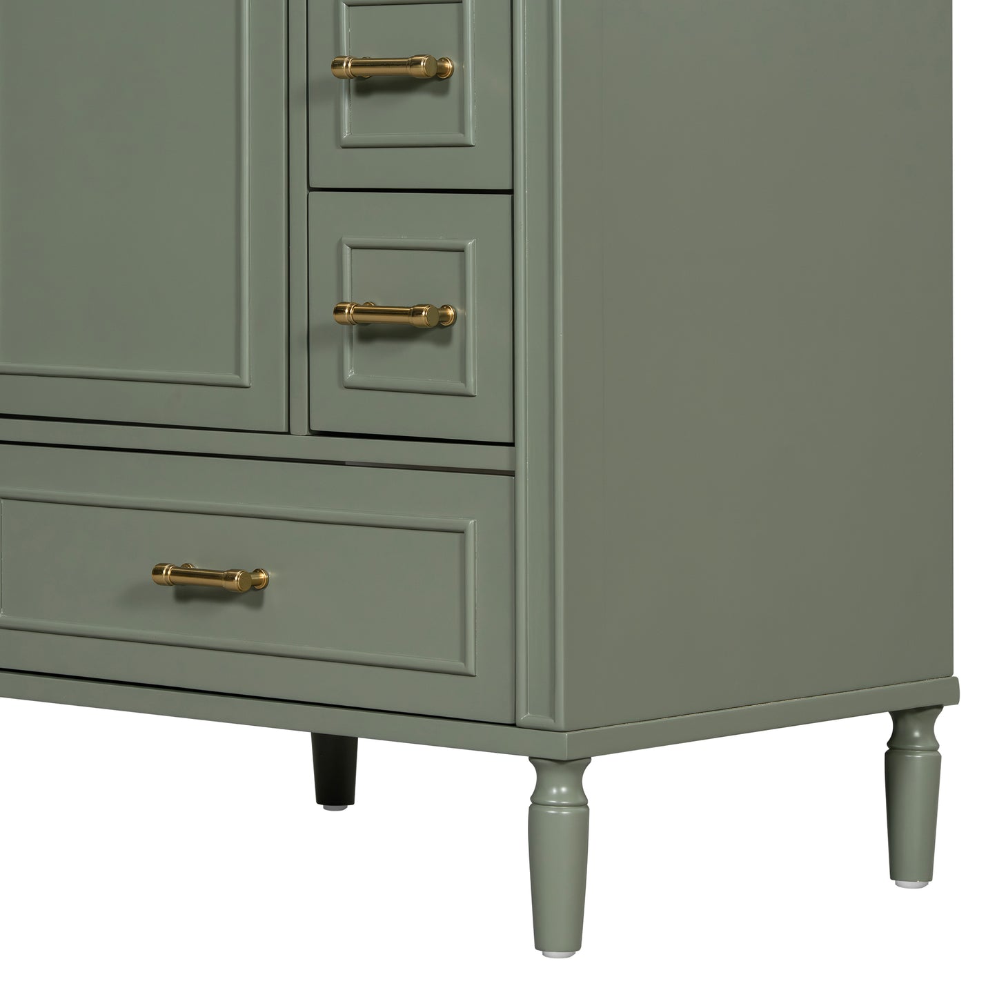 VanityFus Green 24-in Bathroom Vanity Single Sink Combo Ceramic Top 1 Soft-Close Doors 3 Drawers