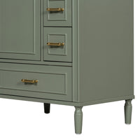 VanityFus Green 24-in Bathroom Vanity Single Sink Combo Ceramic Top 1 Soft-Close Doors 3 Drawers