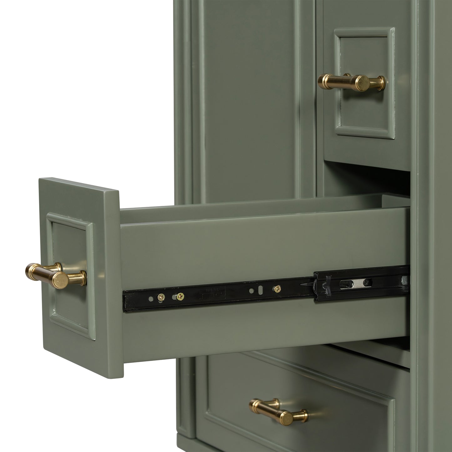 VanityFus Green 24-in Bathroom Vanity Single Sink Combo Ceramic Top 1 Soft-Close Doors 3 Drawers