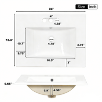 VanityFus Green 24-in Bathroom Vanity Single Sink Combo Ceramic Top 1 Soft-Close Doors 3 Drawers