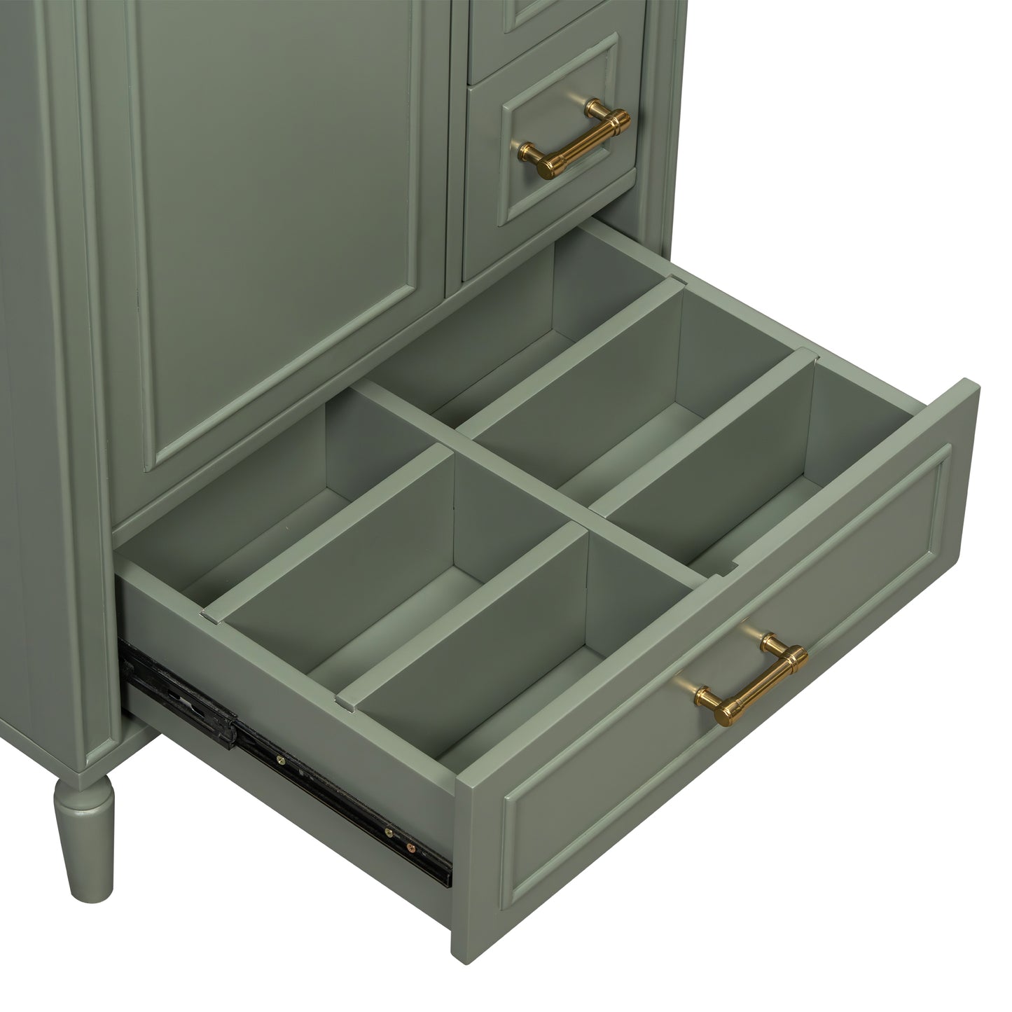 VanityFus Green 24-in Bathroom Vanity Single Sink Combo Ceramic Top 1 Soft-Close Doors 3 Drawers