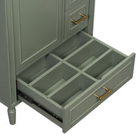 VanityFus Green 24-in Bathroom Vanity Single Sink Combo Ceramic Top 1 Soft-Close Doors 3 Drawers