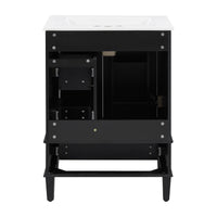 VanityFus Black 24-in Bathroom Vanity Single Sink Combo Ceramic Top 1 Soft-Close Doors 3 Drawers