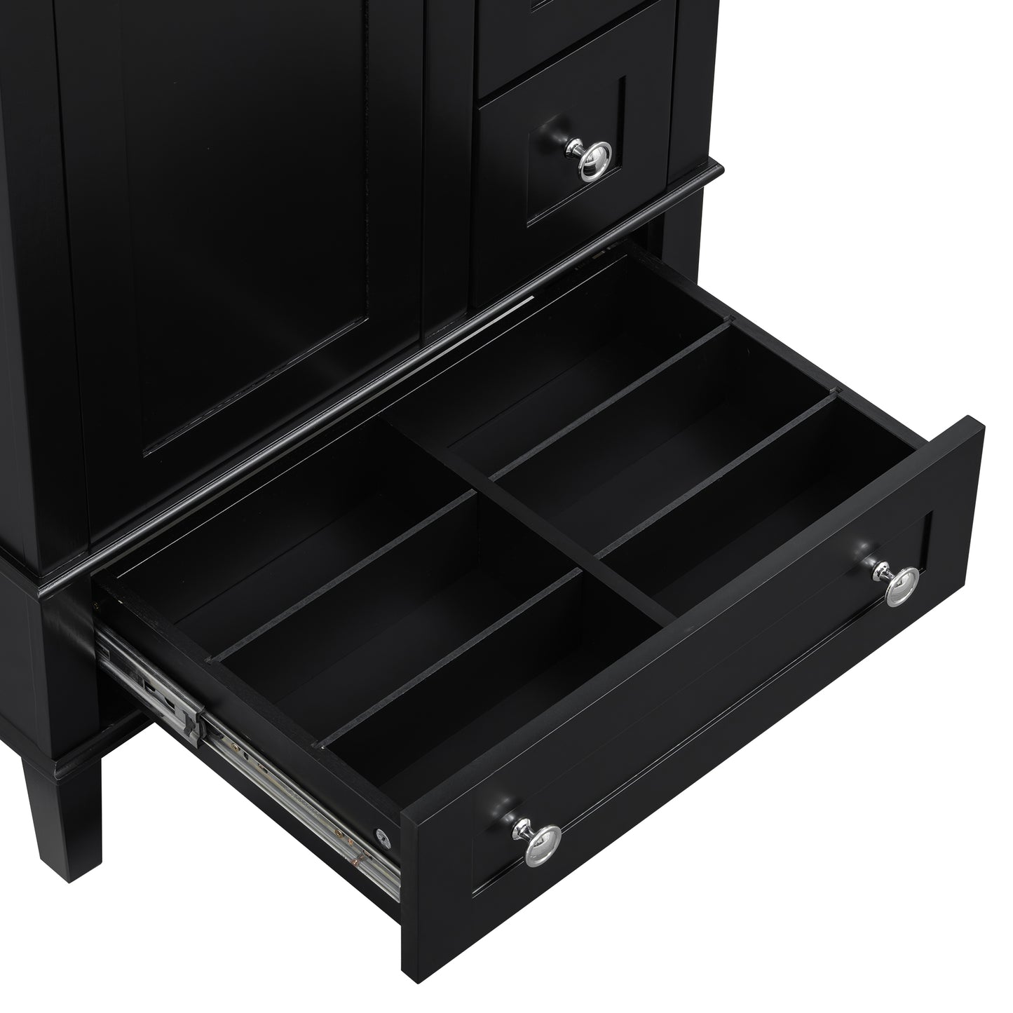VanityFus Black 24-in Bathroom Vanity Single Sink Combo Ceramic Top 1 Soft-Close Doors 3 Drawers