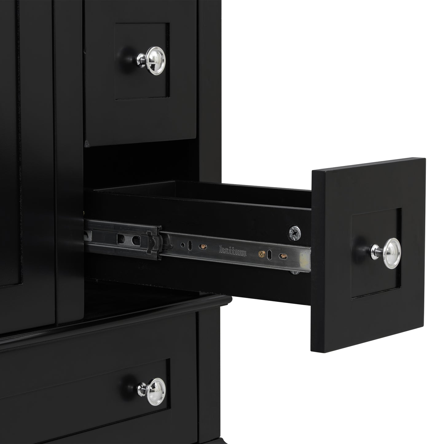 VanityFus Black 24-in Bathroom Vanity Single Sink Combo Ceramic Top 1 Soft-Close Doors 3 Drawers