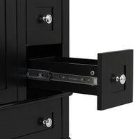 VanityFus Black 24-in Bathroom Vanity Single Sink Combo Ceramic Top 1 Soft-Close Doors 3 Drawers