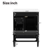 VanityFus Black 24-in Bathroom Vanity Single Sink Combo Ceramic Top 1 Soft-Close Doors 3 Drawers