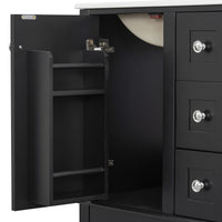 VanityFus Black 24-in Bathroom Vanity Single Sink Combo Ceramic Top 1 Soft-Close Doors 3 Drawers