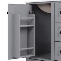 VanityFus Gray 24-in Bathroom Vanity Single Sink Combo Ceramic Top 1 Soft-Close Doors 3 Drawers