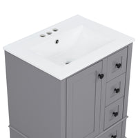 VanityFus Gray 24-in Bathroom Vanity Single Sink Combo Ceramic Top 1 Soft-Close Doors 3 Drawers
