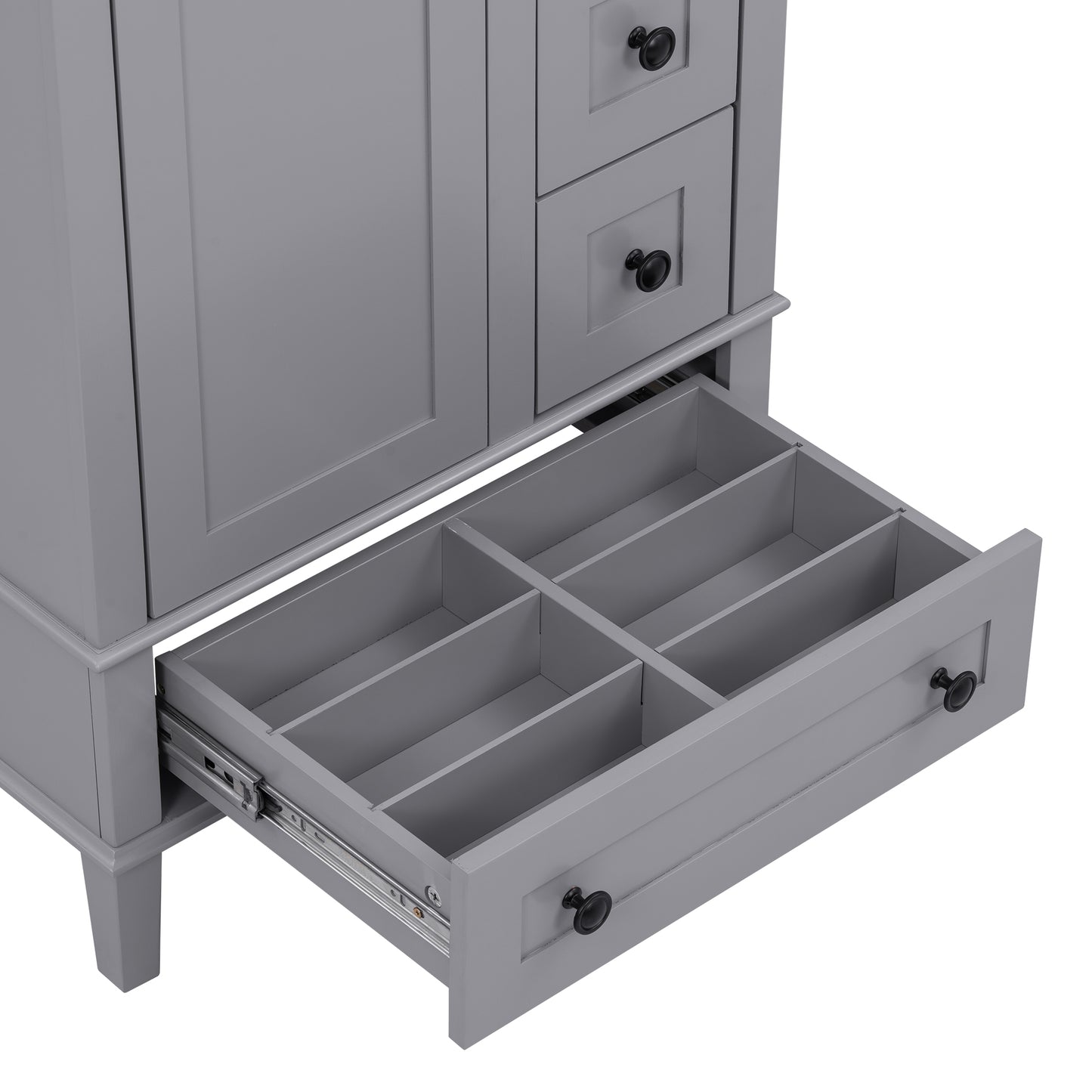 VanityFus Gray 24-in Bathroom Vanity Single Sink Combo Ceramic Top 1 Soft-Close Doors 3 Drawers