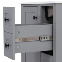 VanityFus Gray 24-in Bathroom Vanity Single Sink Combo Ceramic Top 1 Soft-Close Doors 3 Drawers