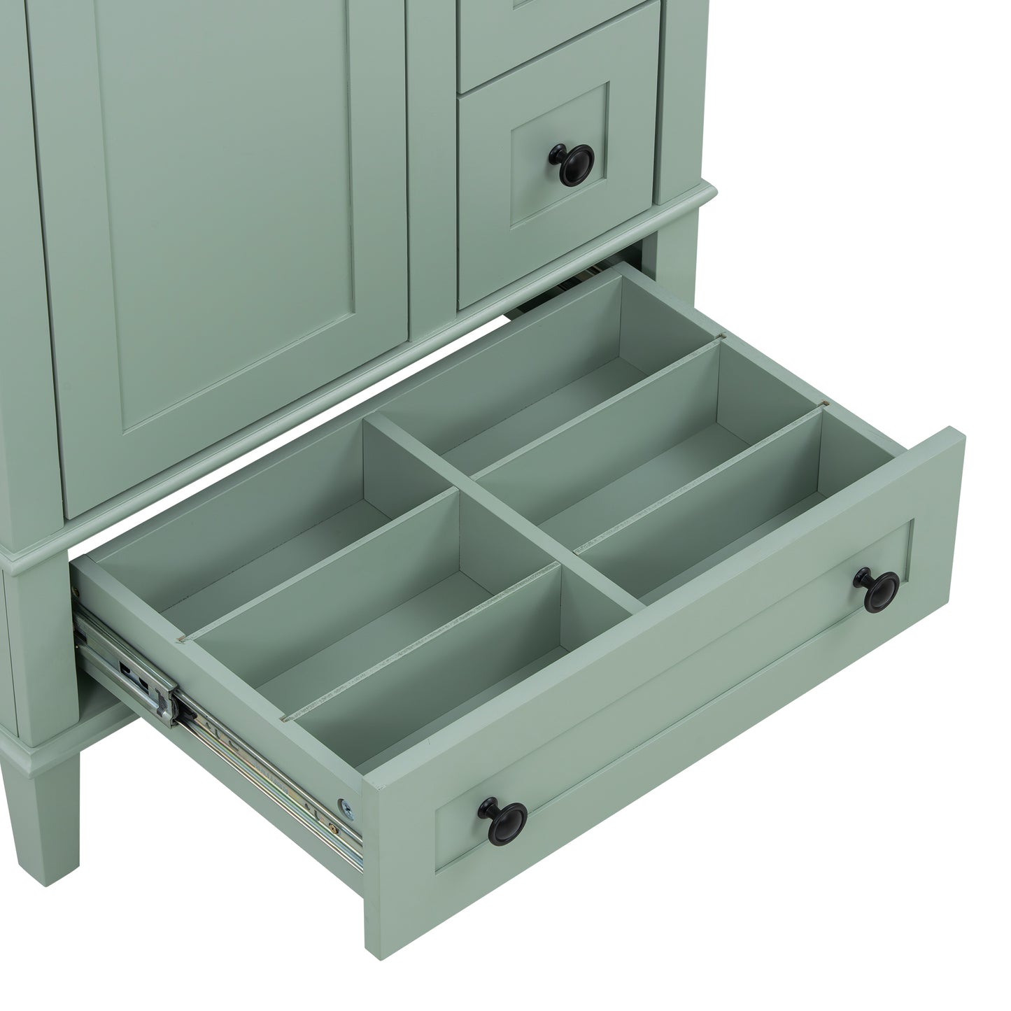 VanityFus Green 24-in Bathroom Vanity Single Sink Combo Ceramic Top 1 Soft-Close Doors 3 Drawers