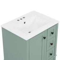 VanityFus Green 24-in Bathroom Vanity Single Sink Combo Ceramic Top 1 Soft-Close Doors 3 Drawers